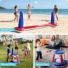JOYIN Inflatable Pool Float Set Volleyball Net & Basketball Hoops, Floating Swimming Game Toy for Kids and Adults, Summer Floaties, Volleyball Court (105”x28”x38”)|Basketball (27.6”x23”),L-Orange(Red)