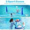 JOYIN Inflatable Pool Float Set Volleyball Net & Basketball Hoops, Floating Swimming Game Toy for Kids and Adults, Summer Floaties, Volleyball Court (105”x28”x38”)|Basketball (27.6”x23”),L-Orange(Dark Blue)