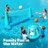 JOYIN Inflatable Pool Float Set Volleyball Net & Basketball Hoops, Floating Swimming Game Toy for Kids and Adults, Summer Floaties, Volleyball Court (105”x28”x38”)|Basketball (27.6”x23”),L-Orange(Blue Cyan)