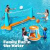 JOYIN Inflatable Pool Float Set Volleyball Net & Basketball Hoops, Floating Swimming Game Toy for Kids and Adults, Summer Floaties, Volleyball Court (105”x28”x38”)|Basketball (27.6”x23”),L-Orange(Orange)