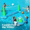 JOYIN Inflatable Pool Float Set Volleyball Net & Basketball Hoops, Floating Swimming Game Toy for Kids and Adults, Summer Floaties, Volleyball Court (105”x28”x38”)|Basketball (27.6”x23”),L-Orange(Green Blue)