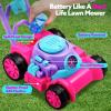 SLOOSH Bubble Lawn Mower Toddler Toys – Spill-Proof Bubble Machine Pretend Gardening Play Toy for Age 1 2 3 1-3 Year Old Baby Boys Indoor Outdoor Use, Push Toys Xmas Christmas Birthday Gifts (Blue)(Pink)