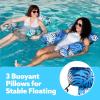 SLOOSH Inflatable Pool Floats Adult,2 Packs Floating Lounge Chairs,Blow up Pool Noodles for Adult Heavy Duty,Floating Chair for Party Summer Water Beach Lake Fun(Tropical Leaves-Green Blue)