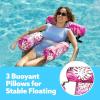 SLOOSH Inflatable Pool Floats Adult,2 Packs Floating Lounge Chairs,Blow up Pool Noodles for Adult Heavy Duty,Floating Chair for Party Summer Water Beach Lake Fun(Tropical Leaves-Pink Blue)