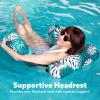 SLOOSH Inflatable Pool Floats Adult,2 Packs Floating Lounge Chairs,Blow up Pool Noodles for Adult Heavy Duty,Floating Chair for Party Summer Water Beach Lake Fun(Tropical Leaves-Green Blue)