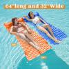 SLOOSH Inflatable Pool Floats Raft,Floating Lounge for Adults,64×32 inch Swimming Mat Pool Mattress with Headrest,2 Pieces Float Air Mat for Summer Water Beach Fun(Dark Blue Orange)