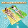 SLOOSH Inflatable Pool Floats Raft,Floating Lounge for Adults,64×32 inch Swimming Mat Pool Mattress with Headrest,2 Pieces Float Air Mat for Summer Water Beach Fun(Green Yellow)