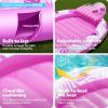 SLOOSH Inflatable Tanning Pool Lounger Float, 70″ x 46″ Pool Floats Adult with Pillow, 4 in 1 Suntan Tub Raft Floatie,Sunbathing Bed Lounge for Water Blow Up Ball Pit Party Gifts,Navyblue Stripe(Pink)