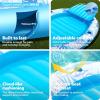 SLOOSH Inflatable Tanning Pool Lounger Float, 70″ x 46″ Pool Floats Adult with Pillow, 4 in 1 Suntan Tub Raft Floatie,Sunbathing Bed Lounge for Water Blow Up Ball Pit Party Gifts,Navyblue Stripe(Blue)