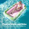 SLOOSH Inflatable Tanning Pool Lounger Float, 85″ x 57″ Extra Large Pool Floats Adult with Pillow, 4 in 1 Suntan Tub Raft Floatie,Sunbathing Bed Lounge for Water Blow Up Ball Pit Party Gifts, XL-Blue(Cyan Pink)