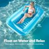 SLOOSH Inflatable Tanning Pool Lounger Float, 85″ x 57″ Extra Large Pool Floats Adult with Pillow, 4 in 1 Suntan Tub Raft Floatie,Sunbathing Bed Lounge for Water Blow Up Ball Pit, XL-Golden White(Blue)
