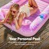 SLOOSH Inflatable Tanning Pool Lounger Float, 85″ x 57″ Extra Large Pool Floats Adult with Pillow, 4 in 1 Suntan Tub Raft Floatie,Sunbathing Bed Lounge for Water Blow Up Ball Pit Party Gifts, XL-Blue(Blushing Pink)