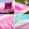 SLOOSH Inflatable Tanning Pool Lounger Float, 85″ x 57″ Extra Large Pool Floats Adult with Pillow, 4 in 1 Suntan Tub Raft Floatie,Sunbathing Bed Lounge for Water Blow Up Ball Pit, XL-Golden White(Pink)