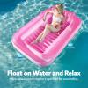 SLOOSH Inflatable Tanning Pool Lounger Float, 85″ x 57″ Extra Large Pool Floats Adult with Pillow, 4 in 1 Suntan Tub Raft Floatie,Sunbathing Bed Lounge for Water Blow Up Ball Pit, XL-Golden White(Pink)
