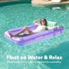 SLOOSH Inflatable Tanning Pool Lounger Float, 85″ x 57″ Extra Large Pool Floats Adult with Pillow, 4 in 1 Suntan Tub Raft Floatie,Sunbathing Bed Lounge for Water Blow Up Ball Pit, XL-Golden White(Purple Green)