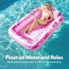 SLOOSH Inflatable Tanning Pool Lounger Float, 85″ x 57″ Extra Large Pool Floats Adult with Pillow, 4 in 1 Suntan Tub Raft Floatie,Sunbathing Bed Lounge for Water Blow Up Ball Pit Party Gifts, XL-Blue(Hot Pink)