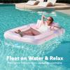 SLOOSH Inflatable Tanning Pool Lounger Float, 85″ x 57″ Extra Large Pool Floats Adult with Pillow, 4 in 1 Suntan Tub Raft Floatie,Sunbathing Bed Lounge for Water Blow Up Ball Pit, XL-Golden White(Purple Pink)