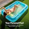 SLOOSH Inflatable Tanning Pool Lounger Float, 85″ x 57″ Extra Large Pool Floats Adult with Pillow, 4 in 1 Suntan Tub Raft Floatie,Sunbathing Bed Lounge for Water Blow Up Ball Pit, XL-Golden White(Blue Green)