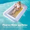 SLOOSH Inflatable Tanning Pool Lounger Float, 85″ x 57″ Extra Large Pool Floats Adult with Pillow, 4 in 1 Suntan Tub Raft Floatie,Sunbathing Bed Lounge for Water Blow Up Ball Pit, XL-Golden White(Golden White)
