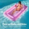 SLOOSH Inflatable Tanning Pool Lounger Float, 85″ x 57″ Extra Large Pool Floats Adult with Pillow, 4 in 1 Suntan Tub Raft Floatie,Sunbathing Bed Lounge for Water Blow Up Ball Pit, XL-Golden White(Pink White)