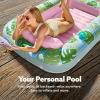 SLOOSH Inflatable Tanning Pool Lounger Float, 85″ x 57″ Extra Large Pool Floats Adult with Pillow, 4 in 1 Suntan Tub Raft Floatie,Sunbathing Bed Lounge for Water Blow Up Ball Pit Party Gifts, XL-Blue(Cyan Pink)