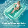 SLOOSH Inflatable Tanning Pool Lounger Float, 85″ x 57″ Extra Large Pool Floats Adult with Pillow, 4 in 1 Suntan Tub Raft Floatie,Sunbathing Bed Lounge for Water Blow Up Ball Pit, XL-Golden White(Cyan)