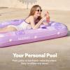 SLOOSH Inflatable Tanning Pool Lounger Float, 85″ x 57″ Extra Large Pool Floats Adult with Pillow, 4 in 1 Suntan Tub Raft Floatie,Sunbathing Bed Lounge for Water Blow Up Ball Pit Party Gifts, XL-Blue(Purple)