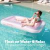 SLOOSH Inflatable Tanning Pool Lounger Float, 85″ x 57″ Extra Large Pool Floats Adult with Pillow, 4 in 1 Suntan Tub Raft Floatie,Sunbathing Bed Lounge for Water Blow Up Ball Pit, XL-Golden White(Cyan Pink)
