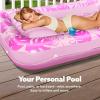SLOOSH Inflatable Tanning Pool Lounger Float, 85″ x 57″ Extra Large Pool Floats Adult with Pillow, 4 in 1 Suntan Tub Raft Floatie,Sunbathing Bed Lounge for Water Blow Up Ball Pit Party Gifts, XL-Blue(Hot Pink)