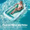 SLOOSH Inflatable Tanning Pool Lounger Float, 85″ x 57″ Extra Large Pool Floats Adult with Pillow, 4 in 1 Suntan Tub Raft Floatie,Sunbathing Bed Lounge for Water Blow Up Ball Pit Party Gifts, XL-Blue(Cyan White)