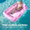 SLOOSH Inflatable Tanning Pool Lounger Float, 85″ x 57″ Extra Large Pool Floats Adult with Pillow, 4 in 1 Suntan Tub Raft Floatie,Sunbathing Bed Lounge for Water Blow Up Ball Pit Party Gifts, XL-Blue(Blushing Pink)