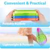 Sloosh 3 Packs Foldable Bucket – Collapsible Bucket with Sand Shovels and Mesh Backpack for Kids Toddlers Beach Toys, Easter Egg Hunt, Camping, Travelling and Fishing Water Pail (Pink/Purple/Green)(Orange/Blue/Green)