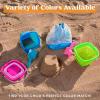 Sloosh 3 Packs Foldable Bucket – Collapsible Bucket with Sand Shovels and Mesh Backpack for Kids Toddlers Beach Toys, Easter Egg Hunt, Camping, Travelling and Fishing Water Pail (Pink/Purple/Green)(Blue/Pink/Green)
