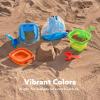 Sloosh 3 Packs Foldable Bucket – Collapsible Bucket with Sand Shovels and Mesh Backpack for Kids Toddlers Beach Toys, Easter Egg Hunt, Camping, Travelling and Fishing Water Pail (Pink/Purple/Green)(Orange/Blue/Green)