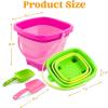 Sloosh 3 Packs Foldable Bucket – Collapsible Bucket with Sand Shovels and Mesh Backpack for Kids Toddlers Beach Toys, Easter Egg Hunt, Camping, Travelling and Fishing Water Pail (Pink/Purple/Green)(Blue/Pink/Green)