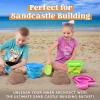 Sloosh 3 Packs Foldable Bucket – Collapsible Bucket with Sand Shovels and Mesh Backpack for Kids Toddlers Beach Toys, Easter Egg Hunt, Camping, Travelling and Fishing Water Pail (Pink/Purple/Green)(Blue/Pink/Green)