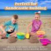 Sloosh 3 Packs Foldable Bucket – Collapsible Bucket with Sand Shovels and Mesh Backpack for Kids Toddlers Beach Toys, Easter Egg Hunt, Camping, Travelling and Fishing Water Pail (Pink/Purple/Green)(Pink/Purple/Green)
