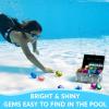 Sloosh Diving Gems Pool Toys, 16 Big Colorful Diamond with Pirate Treasure Chest,Swim Dive Toy for Kids Underwater Gemstone Swimming Training Gift Water Pool Games(Gold)(Silver)