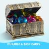 Sloosh Diving Gems Pool Toys, 16 Big Colorful Diamond with Pirate Treasure Chest,Swim Dive Toy for Kids Underwater Gemstone Swimming Training Gift Water Pool Games(Gold)(Gold)