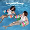 Sloosh Inflatable Pool Floats Chairs Adults, 2 Packs Floating Noodle Chair with Stripes Design Soft Fabric Covered with Sling for Swimming Pool Water Chair Pool Lounger Party Floaties(Blue，Green)