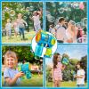 Sloosh Kids Bubble Gun Machine with Refill Solution, 2 in 1 Automatic Bubble Maker Guns for Toddlers 1-3 Kids 4-8, Outdoor Toy, Adults, Party, Easter, Gift