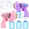 JOYIN 2 Bubble Guns with 2 Refill Solution (10 oz Total), Bubbles Maker, Blower for Kids, Toddlers, Outdoors Activity, Birthday Gift, Easter Basket Stuffers (Yellow+Orange)(Pink+purple)