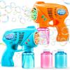 JOYIN 2 Bubble Guns with 2 Refill Solution (10 oz Total), Bubbles Maker, Blower for Kids, Toddlers, Outdoors Activity, Birthday Gift, Easter Basket Stuffers (Yellow+Orange)(Orange+blue)