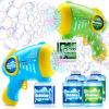 JOYIN 2 Kids Bubble Guns with 4 Bottles Solution, Automatic Bubble Machine Gun with 8 Holes for Kids, Adults, Summer Toys, Easter Basket Stuffers, Birthday Gift, Party Favors(Green Yellow  Blue Yellow)