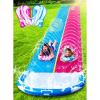 JOYIN 32.5FT Water Slide and 2 Inflatable Boards, Extra Long Double Lawn Heavy Duty Splash Mat Pad with Sprinkler for Kids Adults Backyard Summer Water Toy Outdoor Fun, Blue, Orange(Blue  Pink)