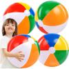 JOYIN 4-Pack 20″ Beach Balls – Large Rainbow Beach Ball Inflatable Pool Toys for Party Supplies Decorations, Adults Kids Birthday Luau Summer Beach Water Games Beachball Party Favors