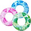 JOYIN Donut Pool Float with Glitters 32.5” (3 Pack), Funny Tube Toys for Swimming Pool Party and Donut Party Supplies(Tropical Leaves)