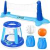 JOYIN Inflatable Pool Float Set Volleyball Net & Basketball Hoops, Floating Swimming Game Toy for Kids and Adults, Summer Floaties, Volleyball Court (105”x28”x38”)|Basketball (27.6”x23”),L-Orange(Dark Blue)