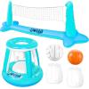 JOYIN Inflatable Pool Float Set Volleyball Net & Basketball Hoops, Floating Swimming Game Toy for Kids and Adults, Summer Floaties, Volleyball Court (105”x28”x38”)|Basketball (27.6”x23”),L-Orange(Blue Cyan)
