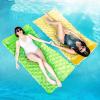 SLOOSH Inflatable Pool Floats Raft,Floating Lounge for Adults,64×32 inch Swimming Mat Pool Mattress with Headrest,2 Pieces Float Air Mat for Summer Water Beach Fun(Green Yellow)
